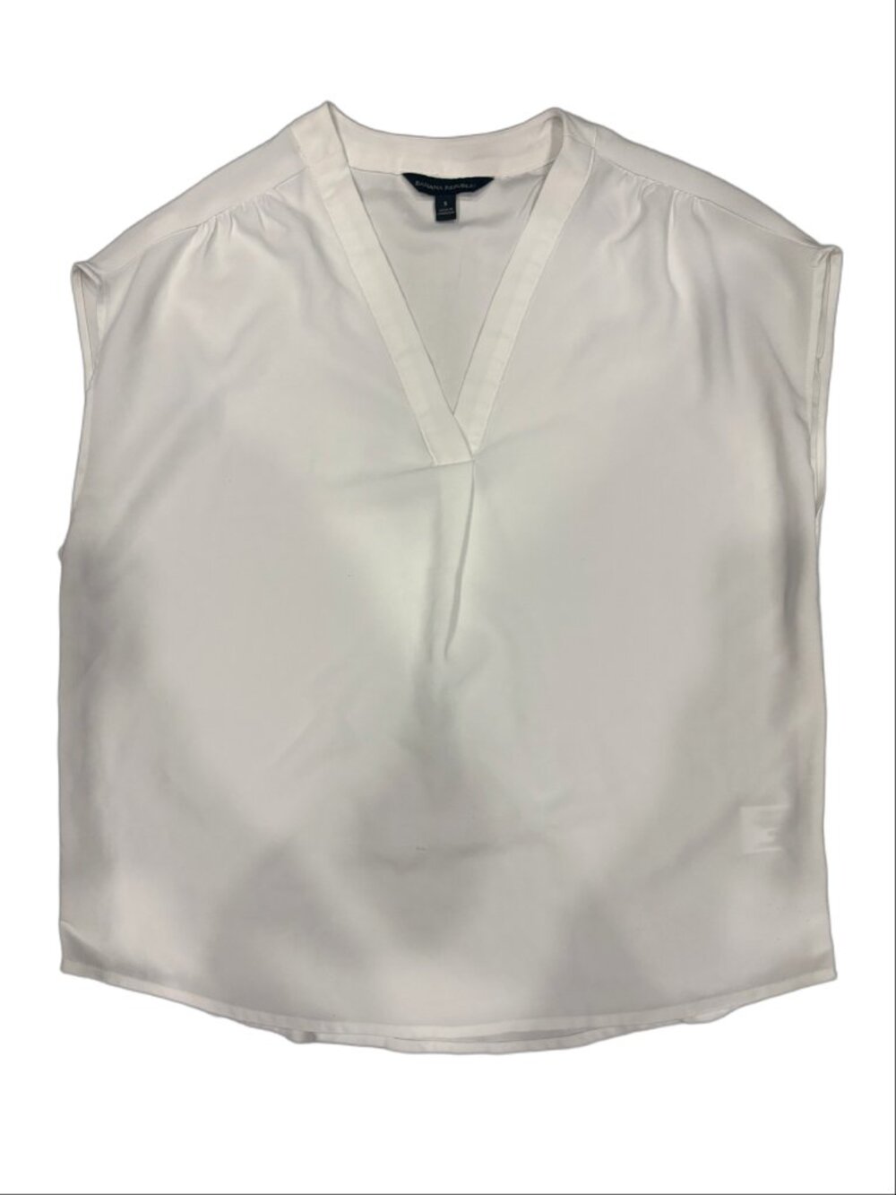 Banana Republic Women's White V-Neck Cap Sleeve Blouse Top (Size Small)